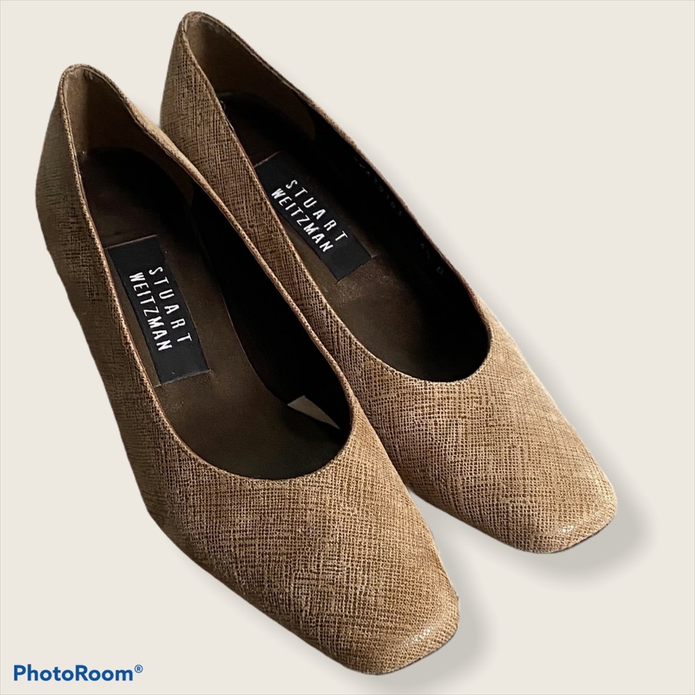 Vintage Stuart Weitzman Block Heel Square Toe Pump
